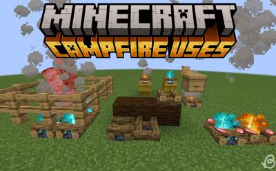 Campfires being used in various different ways in Minecraft