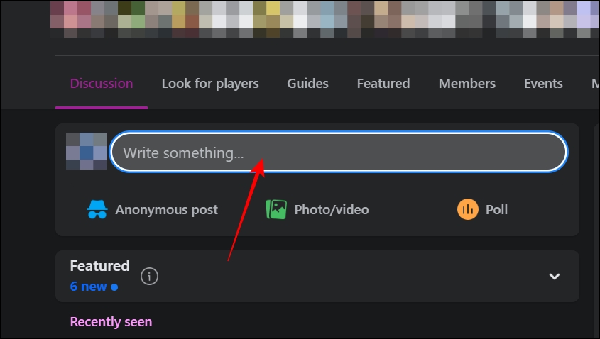 click on write something box in a Facebook group