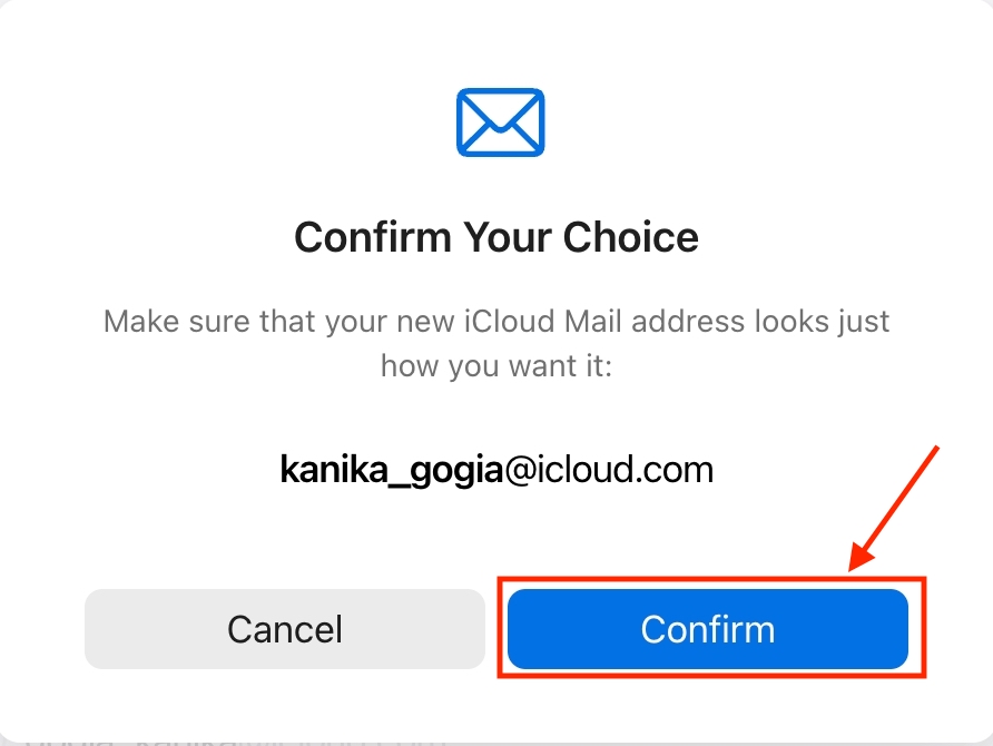 Confirm your email address on iCloud Mail