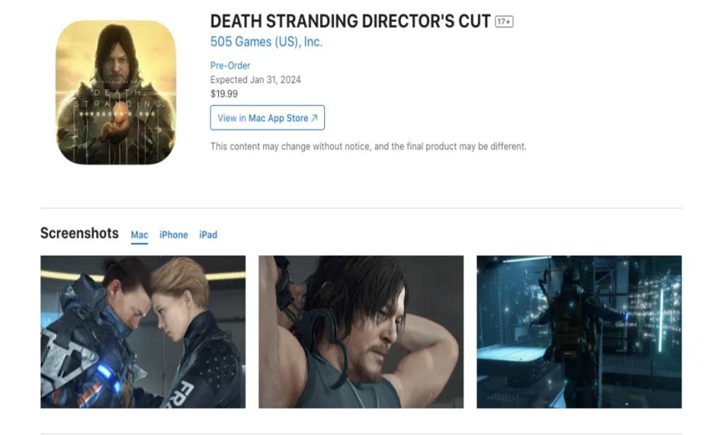 Death Stranding Director's Cut on App Store