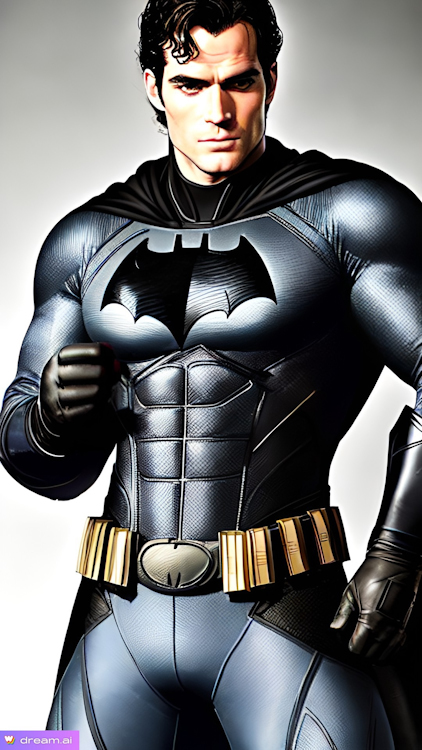 Dream by Wombo generation of Henry Cavill in black Batman suit
