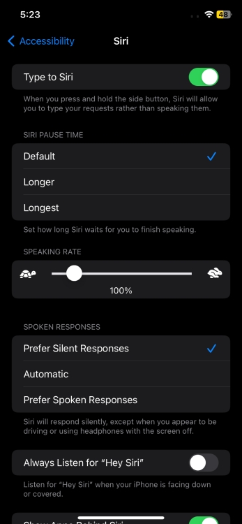 Enable Type to Siri