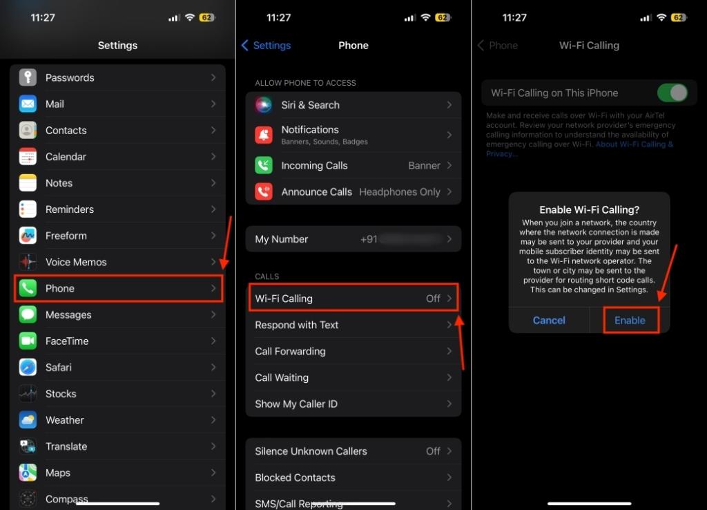 Enable Wi-Fi Calling on iPhone