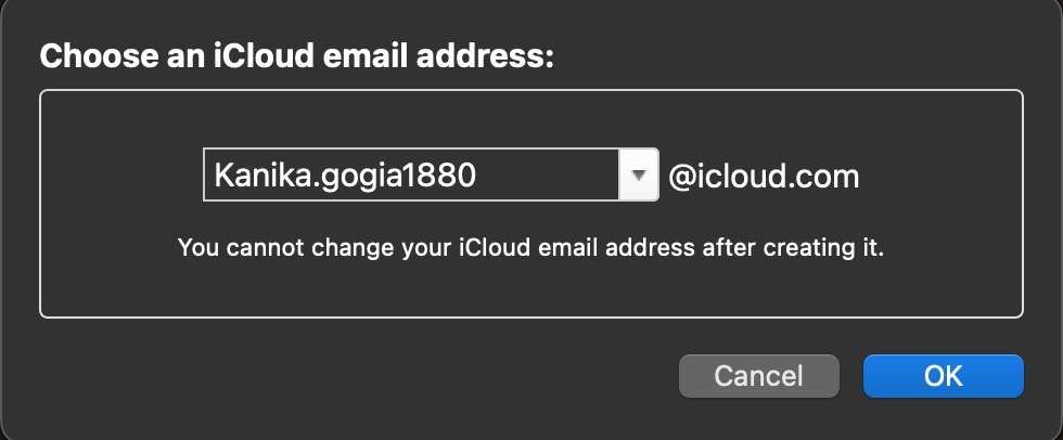 Enter iCloud email address on Mac