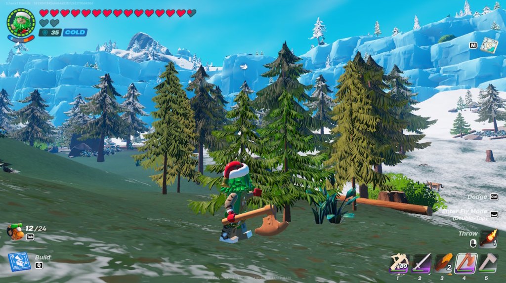 Frostpine trees in frostland of LEGO fortnite