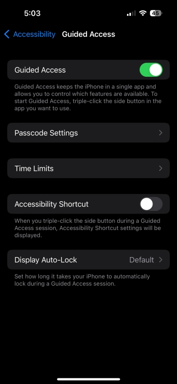 Guided Access on iPhone