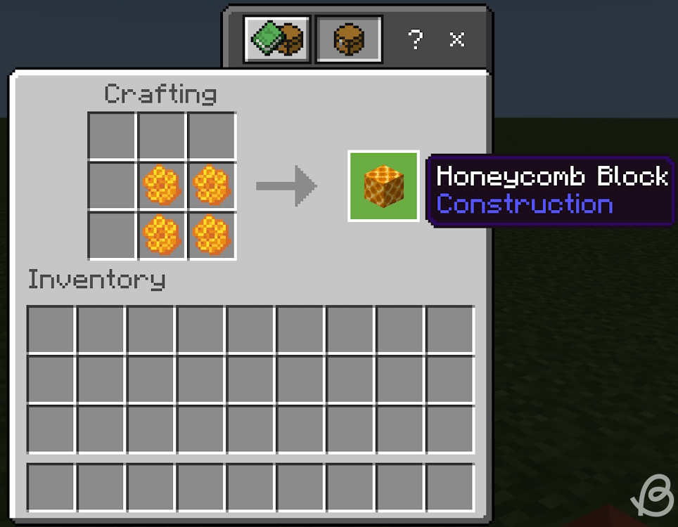 Honeycomb block crafting recipe in Minecraft
