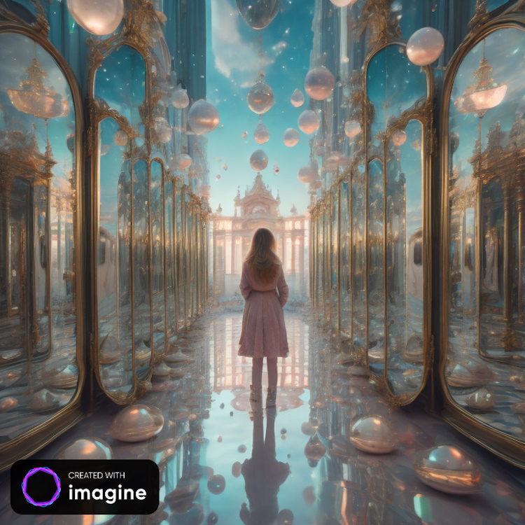 Imagine Art AI generation of dreamland with mirrors