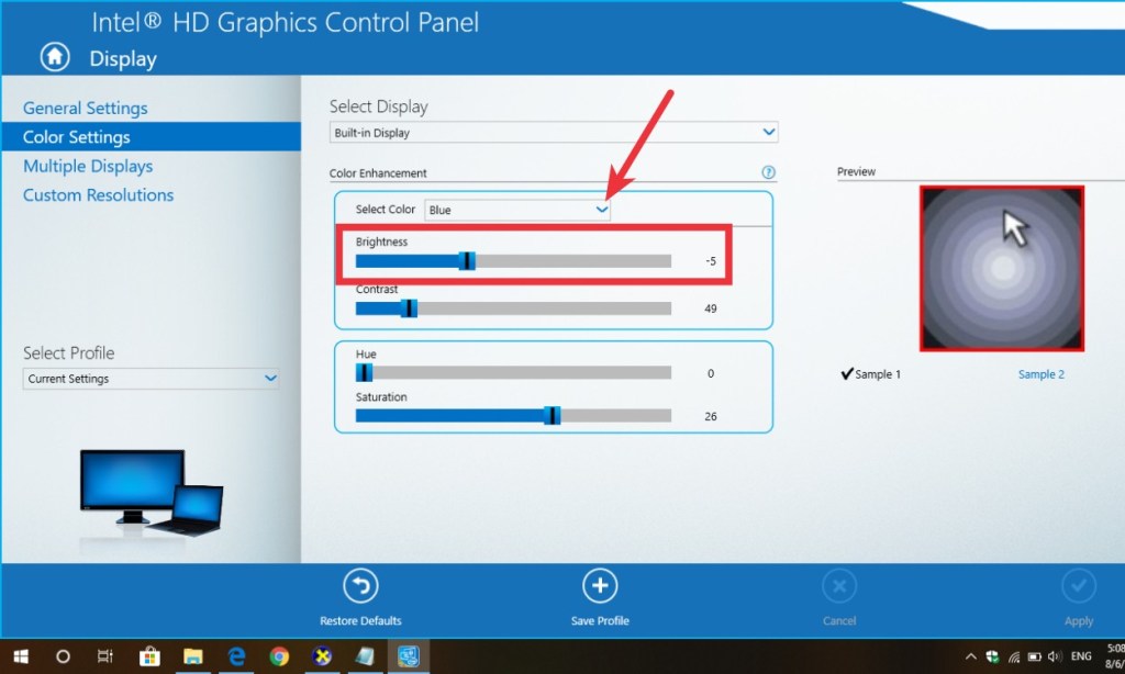 Intel brightness