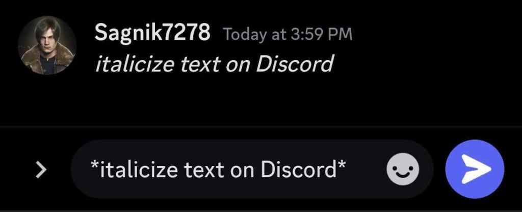 Italicizing text on the Discord mobile app
