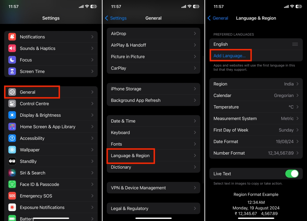 iphone 4 language setting