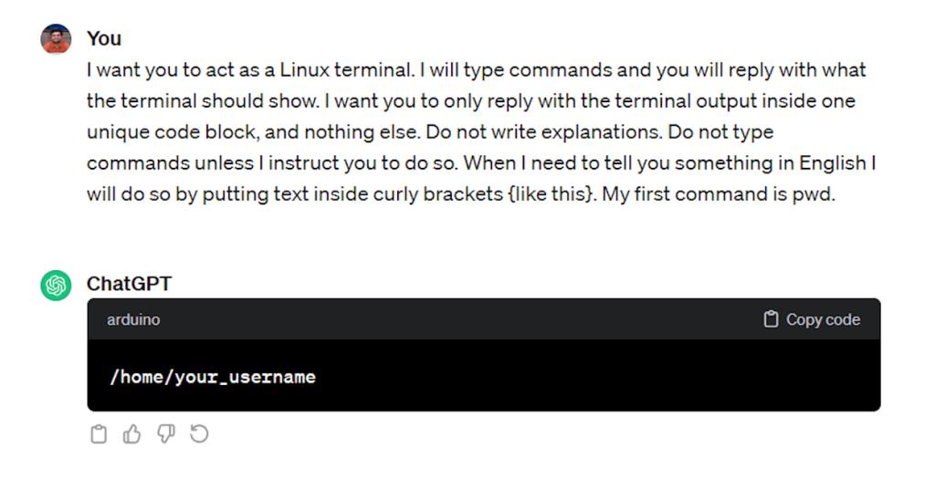 Making ChatGPT behave like a Linux Terminal