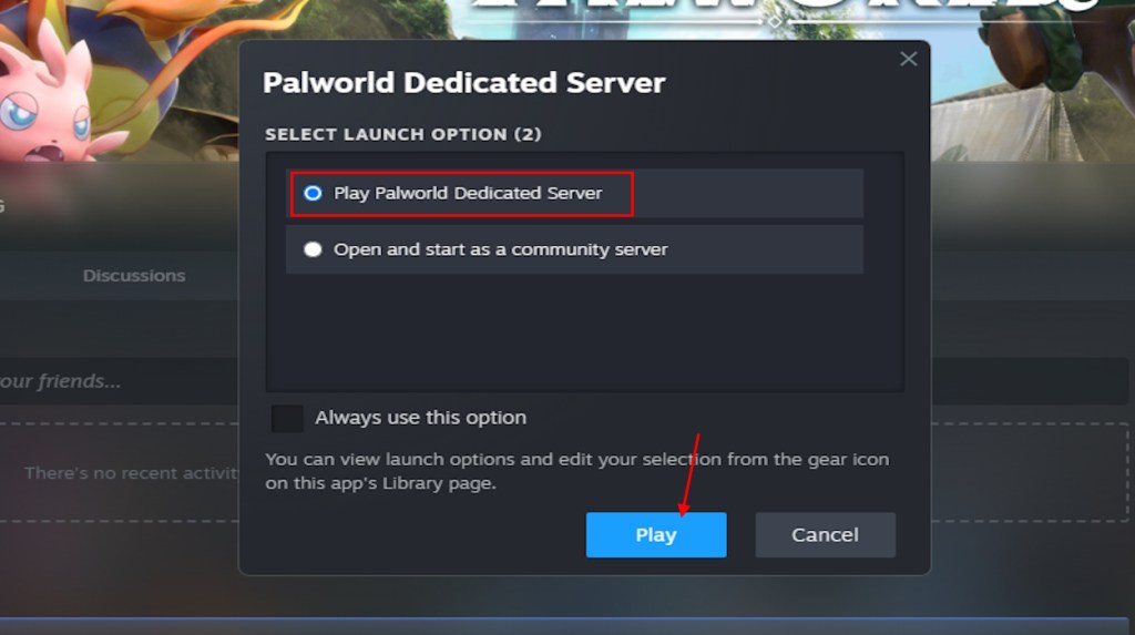 Play on Dedicated Server option