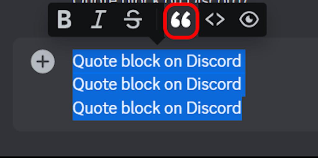 Quote block on Discord in web version