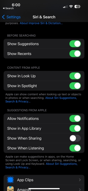 Remove contacts from siri suggestions