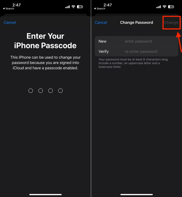 Reset Apple Id Password on iPhone