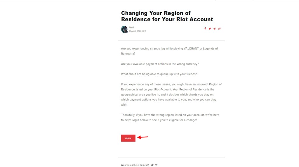 Riot Region change log in option