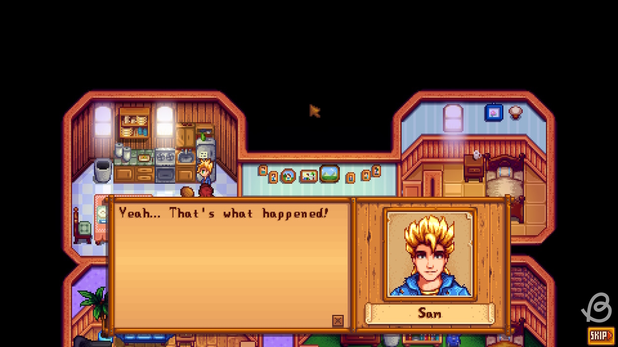 Sam's four heart event when he drops the snack