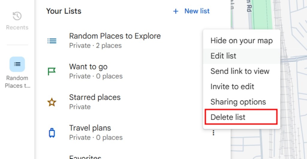 Select the Delete List Option