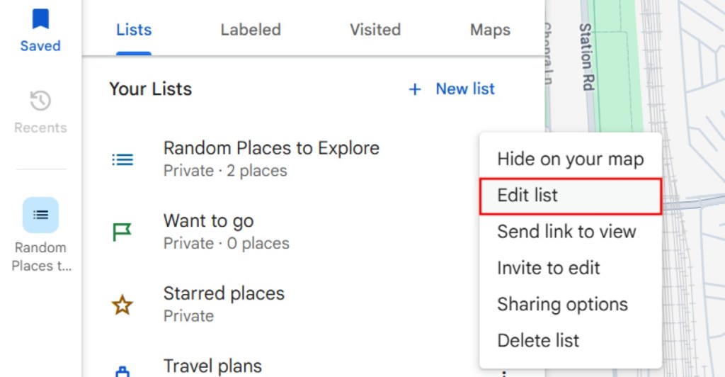 Select the Edit List option