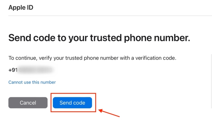 Send Code to Recover Apple ID Account