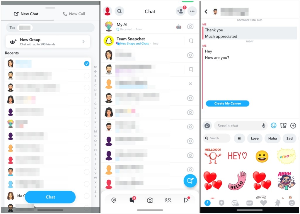 Snapchat chat window preview