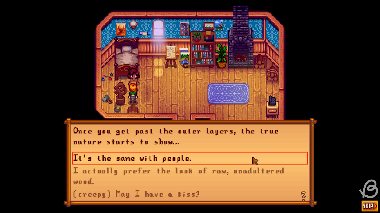 Leah's two-heart event in Stardew Valley