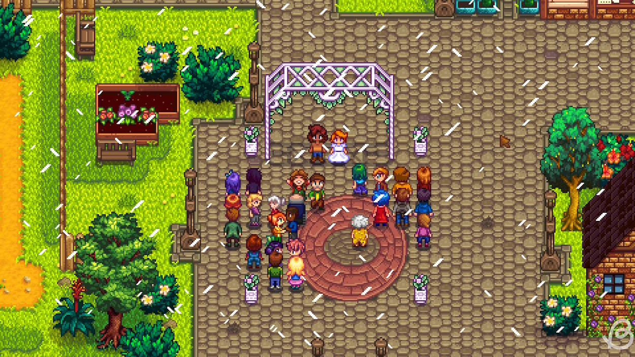 Wedding ceremony with Leah in Stardew Valley