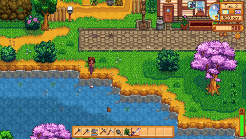 Player catching fish without the fishing minigame using a mod Skip Fishing Minigame