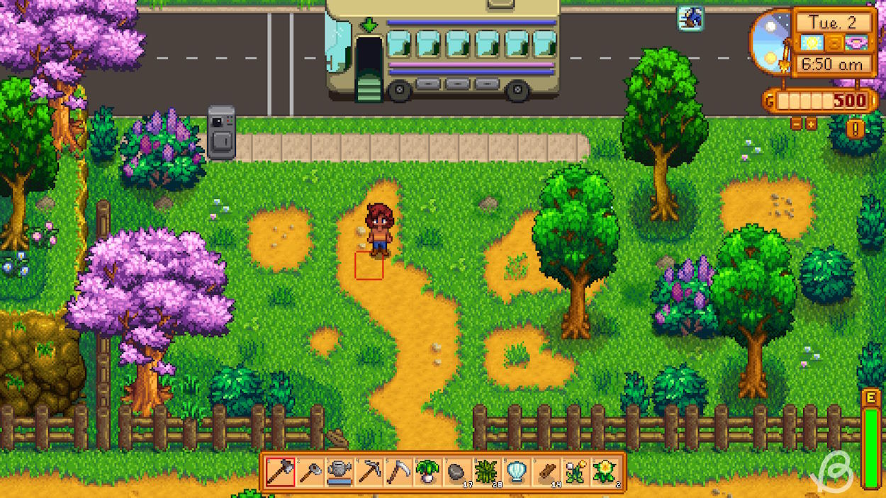 Unique foliage from the Stardew Valley Simple Foliage mod