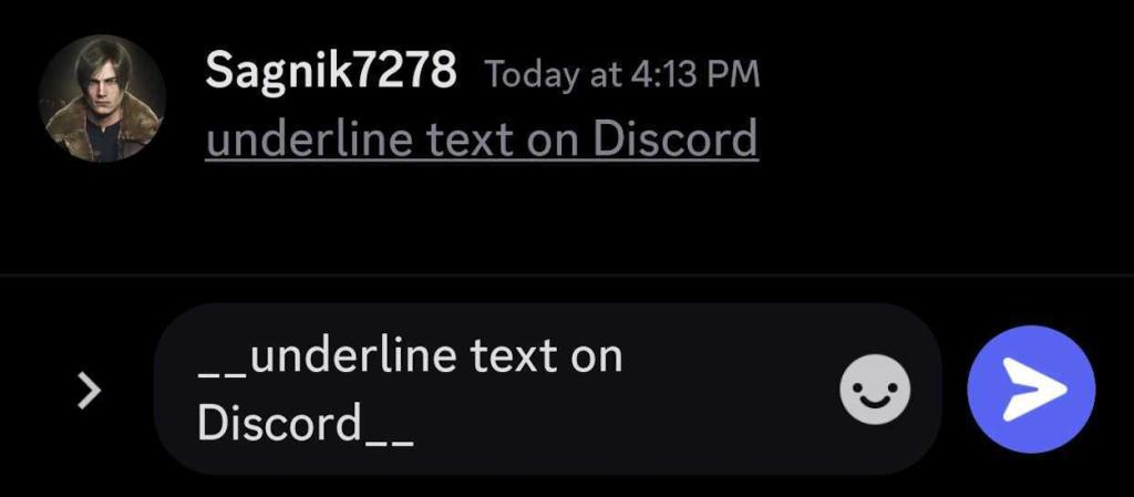 Underline text on the Discord mobile app
