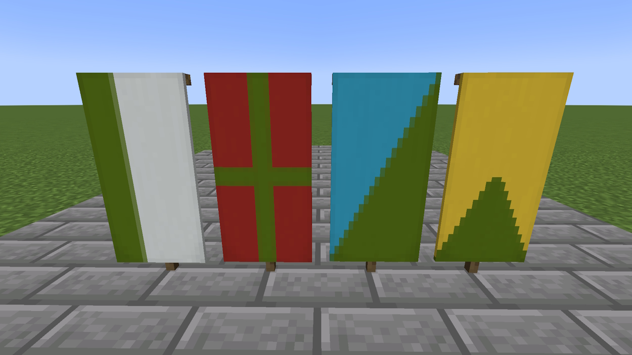 Added patterns on colored banners using green dye in Minecraft