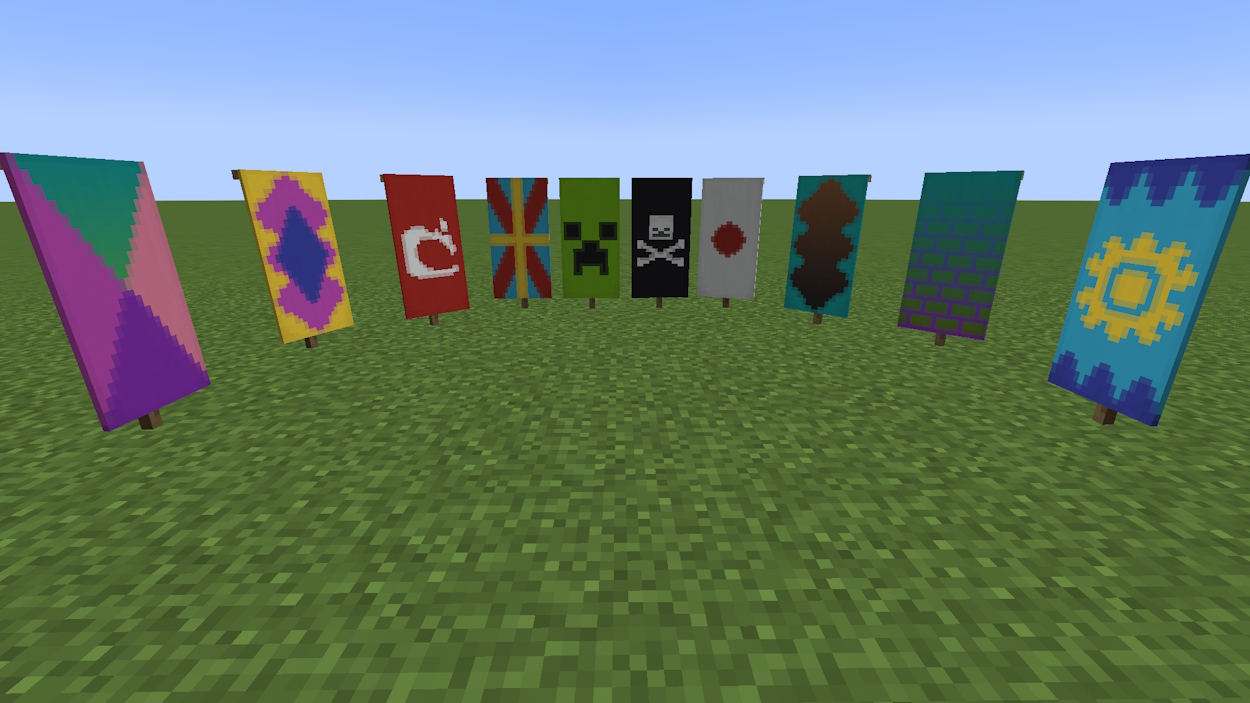 Banners with different and unique deigns and patterns in Minecraft