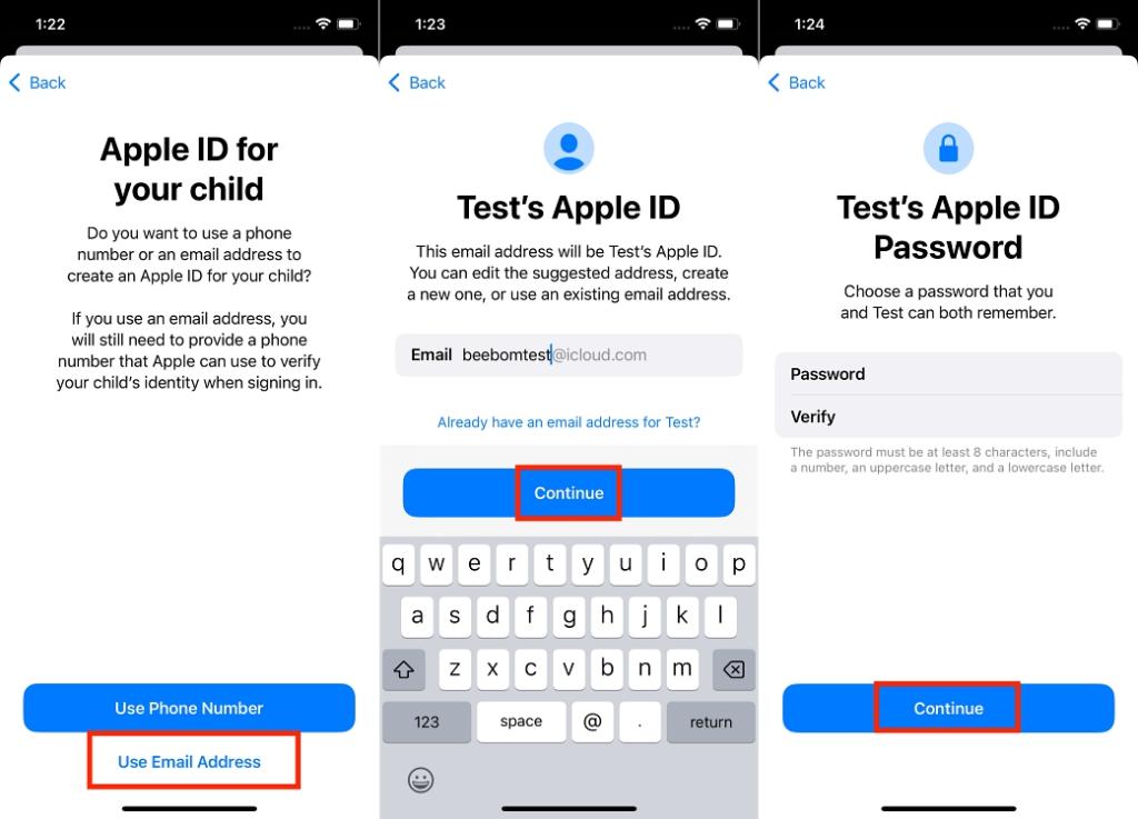 create Apple ID for Child
