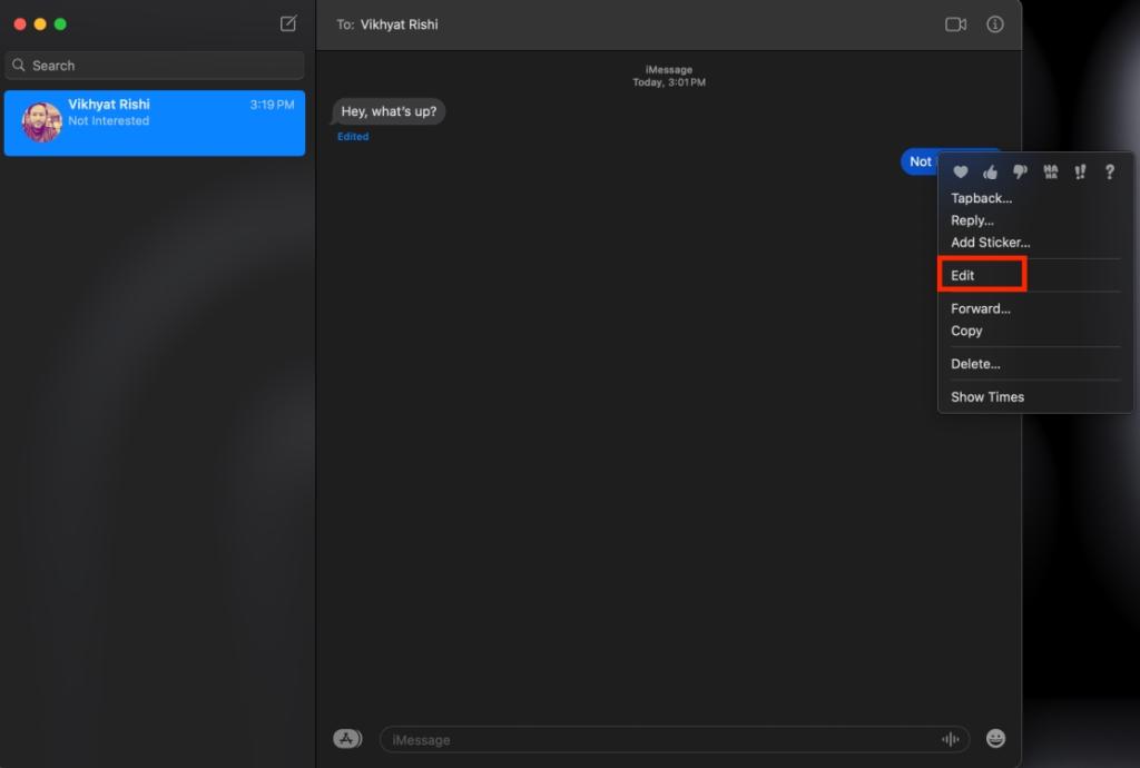 edit sent iMessage on Mac