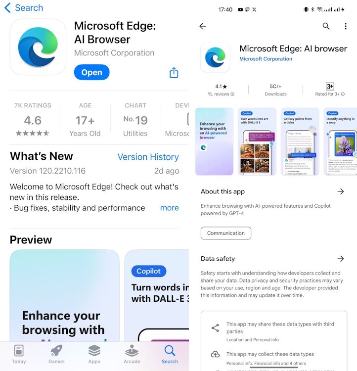 Microsoft rebrands its iOS and Android web browser to Microsoft Edge: AI  Browser