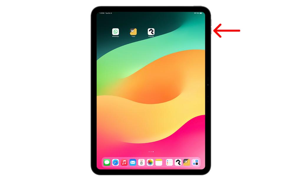 iPad with volume down button highlighted