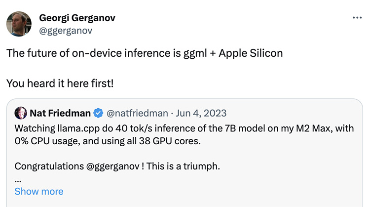 screenshot of tweet about apple silicon