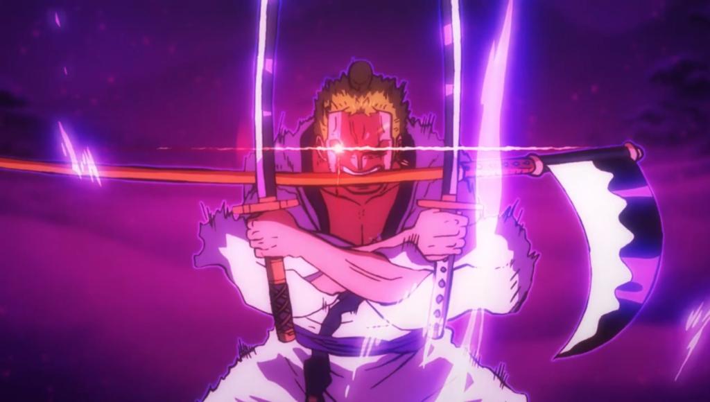 Zoro with Kamazo's scythe in Wano arc