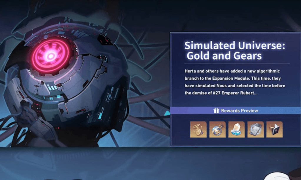 Simulated Universe Gold and Gears rewards