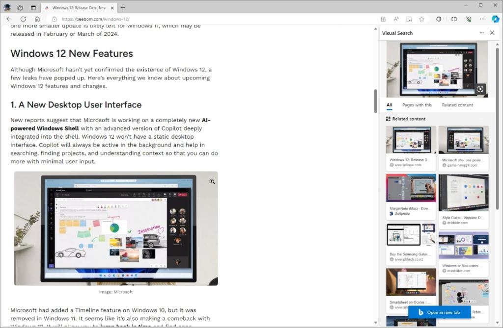 visual search in microsoft edge