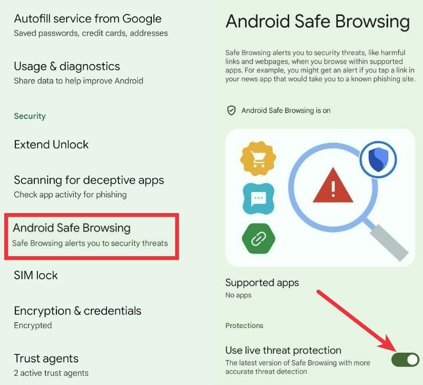Android Safe browsing