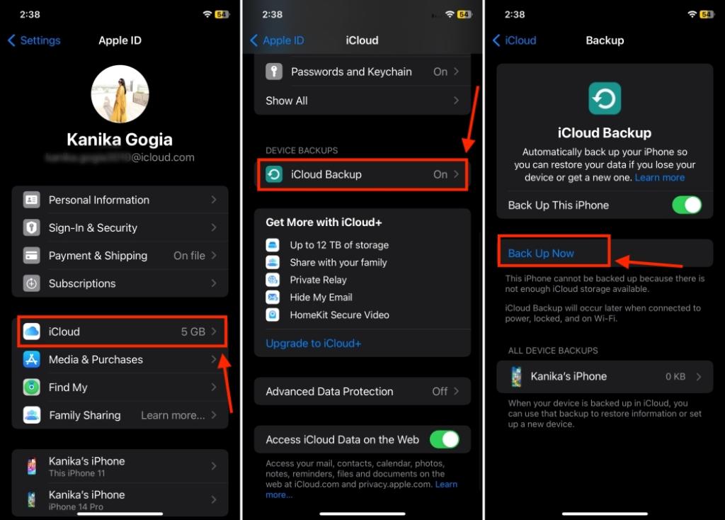 Back up iPhone data to iCloud