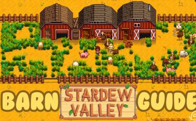 All three tiers of a barn and all barn animals in Stardew Valley