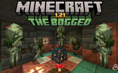 Three Bogged mobs spawned from a trial spawner inside the trial chamber in Minecraft 1.21