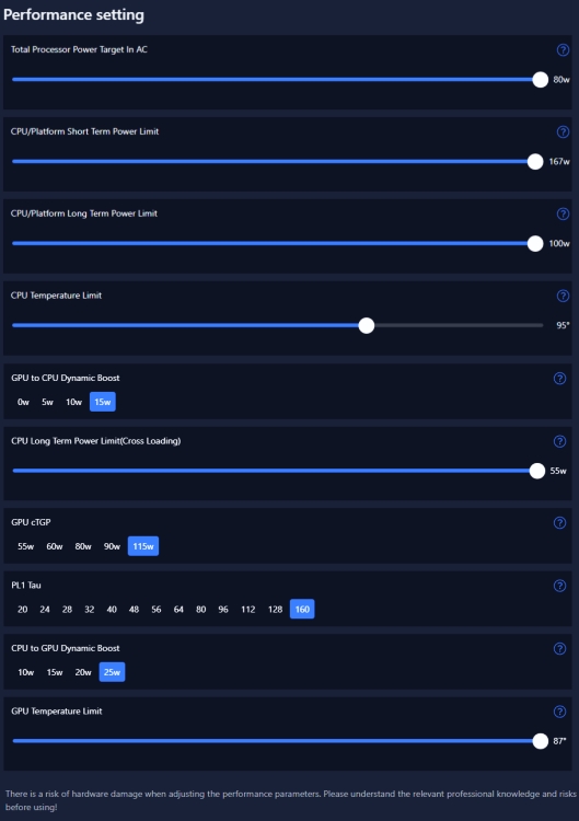 lenovo loq 15IRX9 gaming laptop advanced perforformance settings