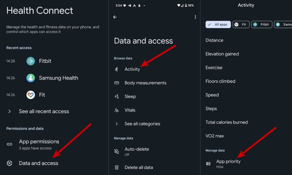 Change Health Connect app priority
