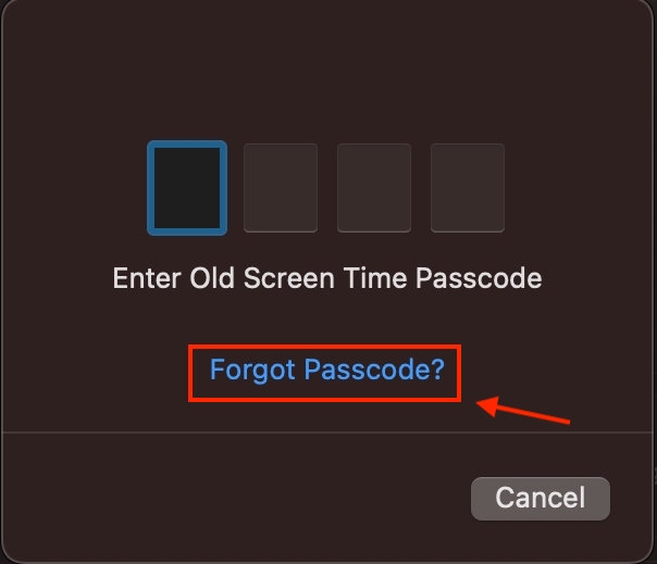 Change Screen Time Passcode option on Mac