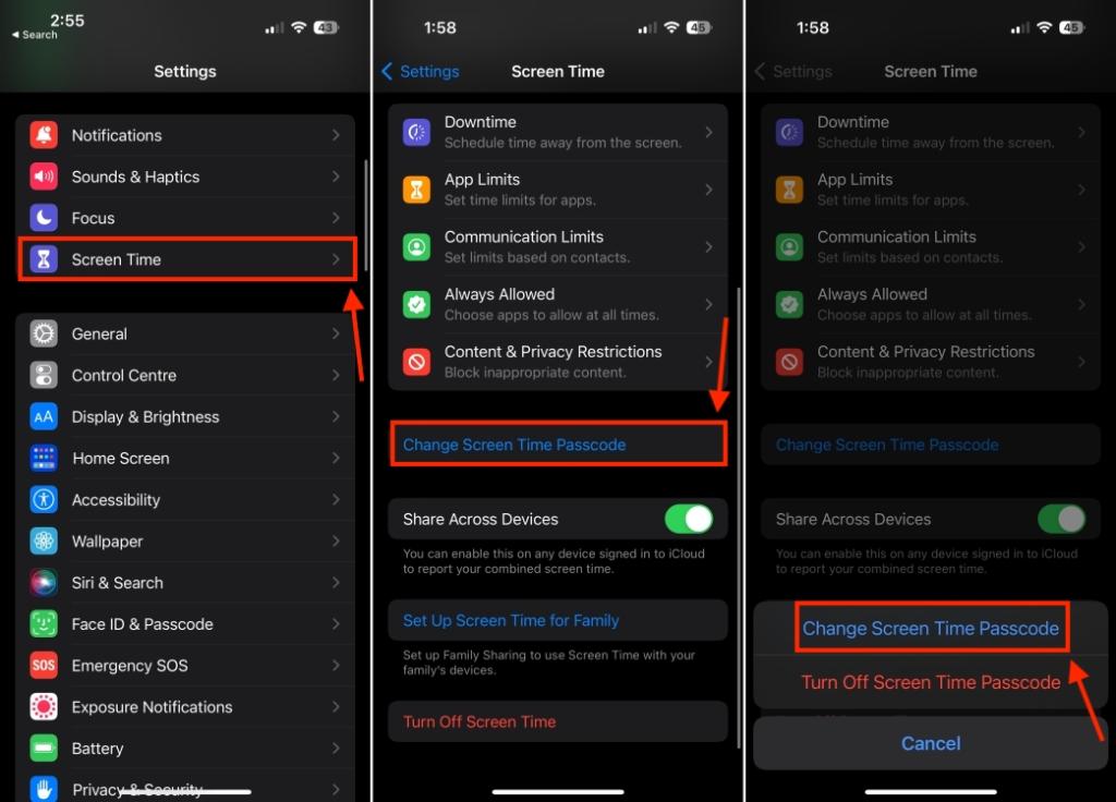 Reset Screen Time Passcode on iPhone or iPad