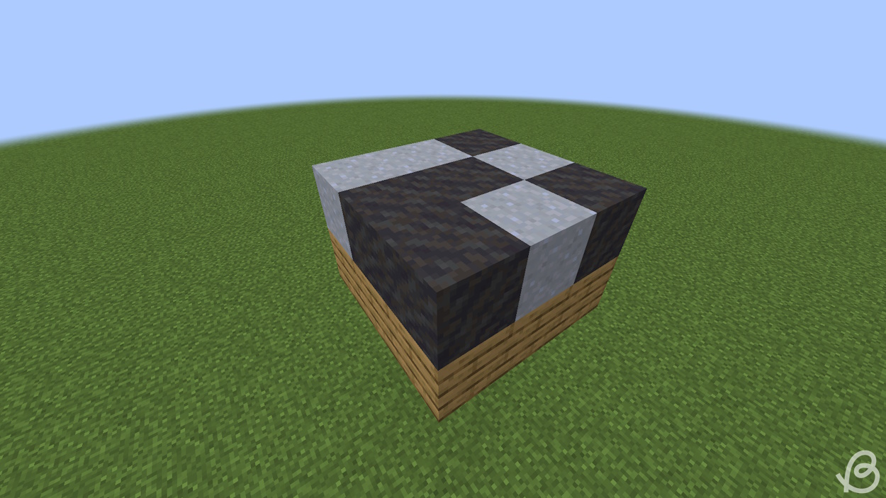 Mud blocks on top of the oak planks that slowly started turning into clay blocks in Minecraft